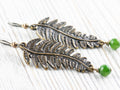 Fern Green Chalcedony Dangle Earrings • Nature-Themed Boho Jewelry • Lead-Free Pewter Earthy Drop Earrings • Unique Earrings • Handmade Gift