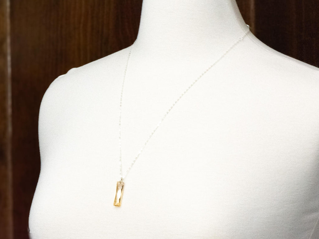 Golden Shadow Crystal Queen Baguette Pendant Necklace • Long .925 Sterling Silver Chain Necklace • Handmade Minimalist Jewelry • Gift Ideas
