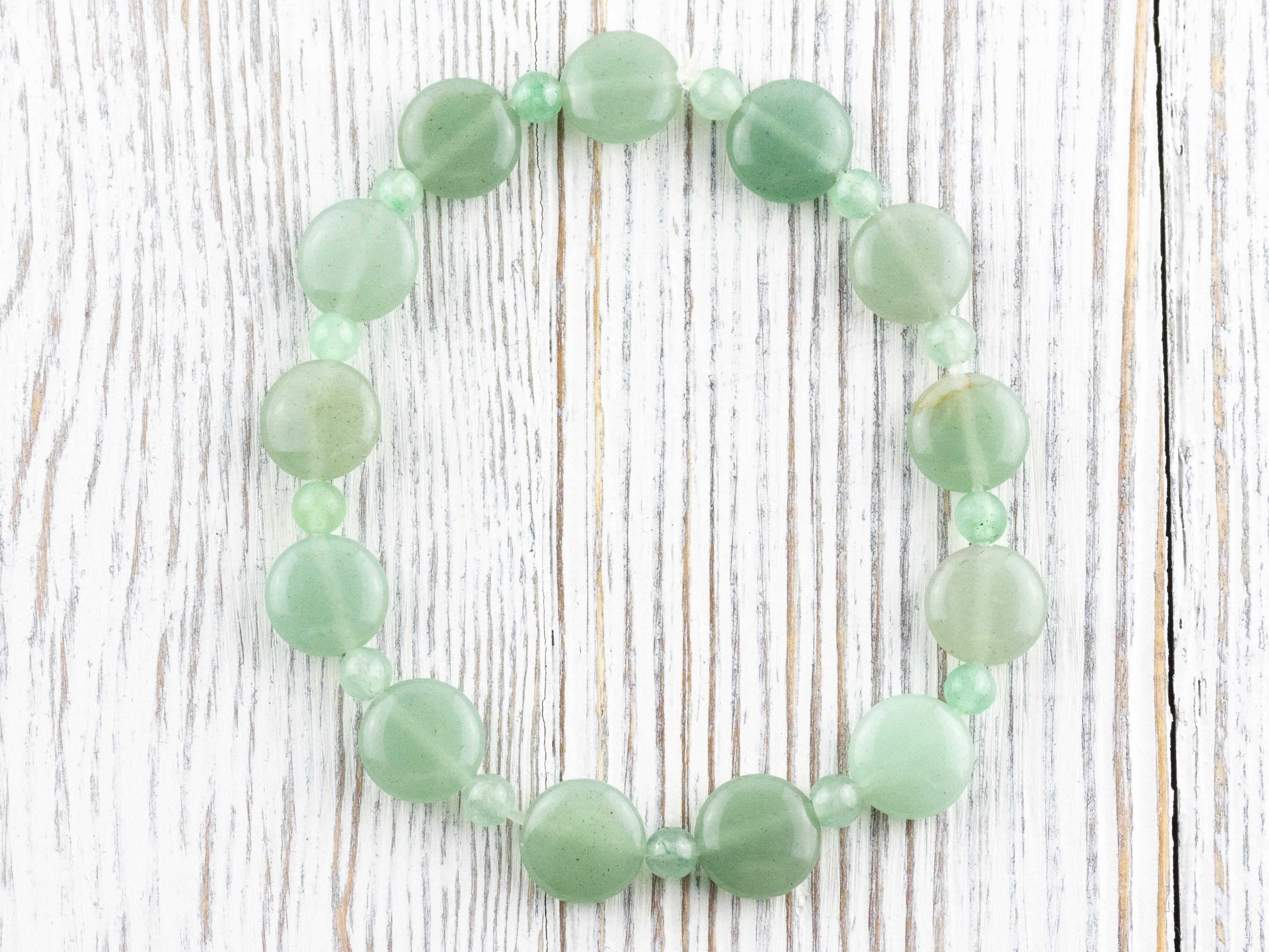 Green Aventurine Beaded Stretch Gemstone Bracelet • Simple Unisex Semi-Precious Stone Jewelry • Handmade Natural Gemstone Bracelet