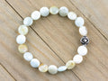 Aquamarine Beaded Gemstone Stretch Bracelet • Simple Unisex Semi-Precious Stone Jewelry • Handmade Natural Gemstone Bracelet
