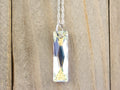 Crystal AB Queen Baguette Pendant Necklace • Long .925 Sterling Silver Chain Necklace • Handmade Minimalist Jewelry • Gift for Her