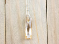 Golden Shadow Crystal Queen Baguette Pendant Necklace • Long .925 Sterling Silver Chain Necklace • Handmade Minimalist Jewelry • Gift Ideas