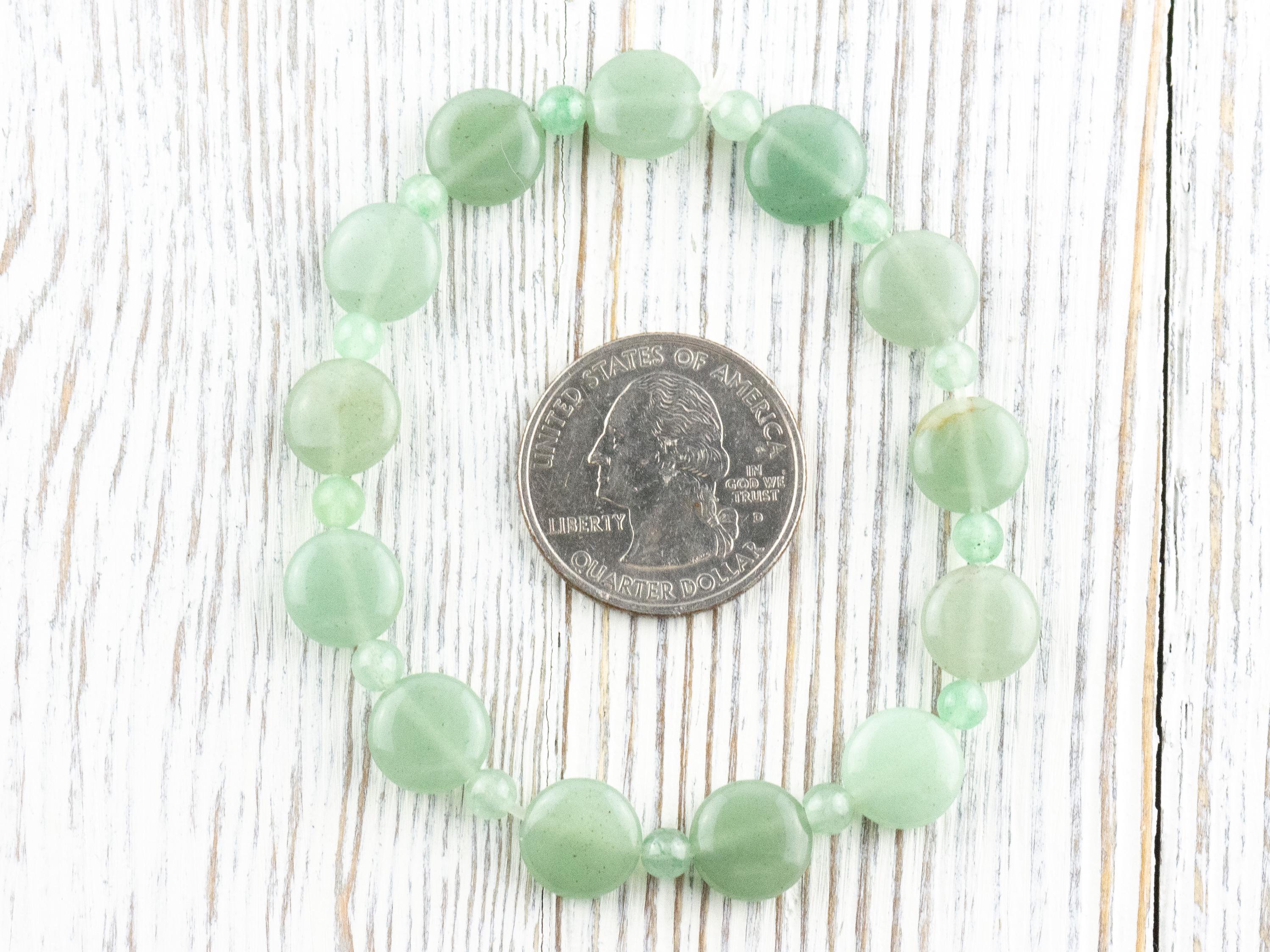 Green Aventurine Beaded Stretch Gemstone Bracelet • Simple Unisex Semi-Precious Stone Jewelry • Handmade Natural Gemstone Bracelet