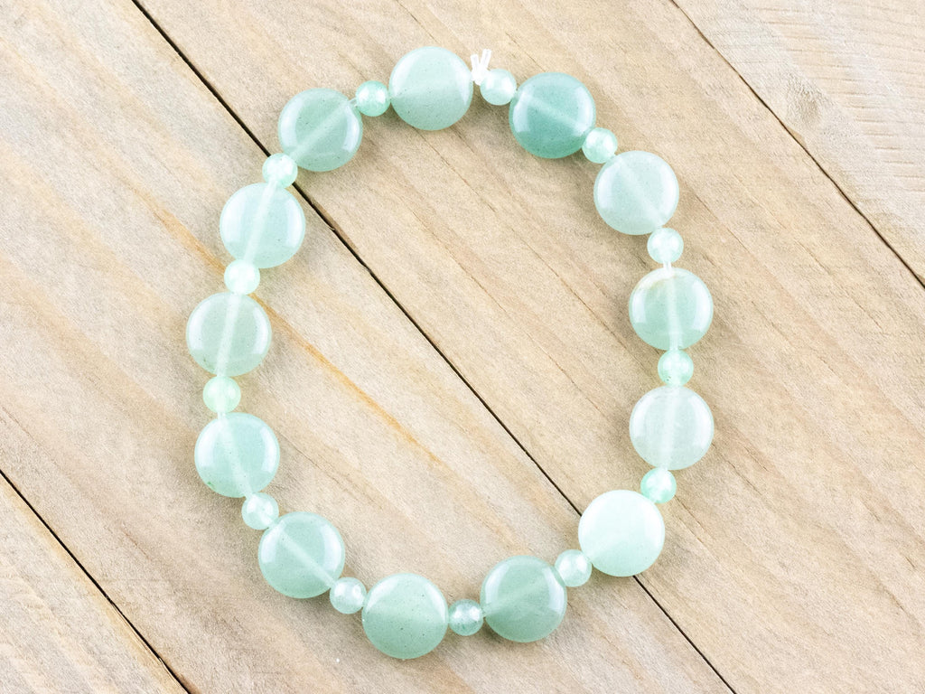 Green Aventurine Beaded Stretch Gemstone Bracelet • Simple Unisex Semi-Precious Stone Jewelry • Handmade Natural Gemstone Bracelet