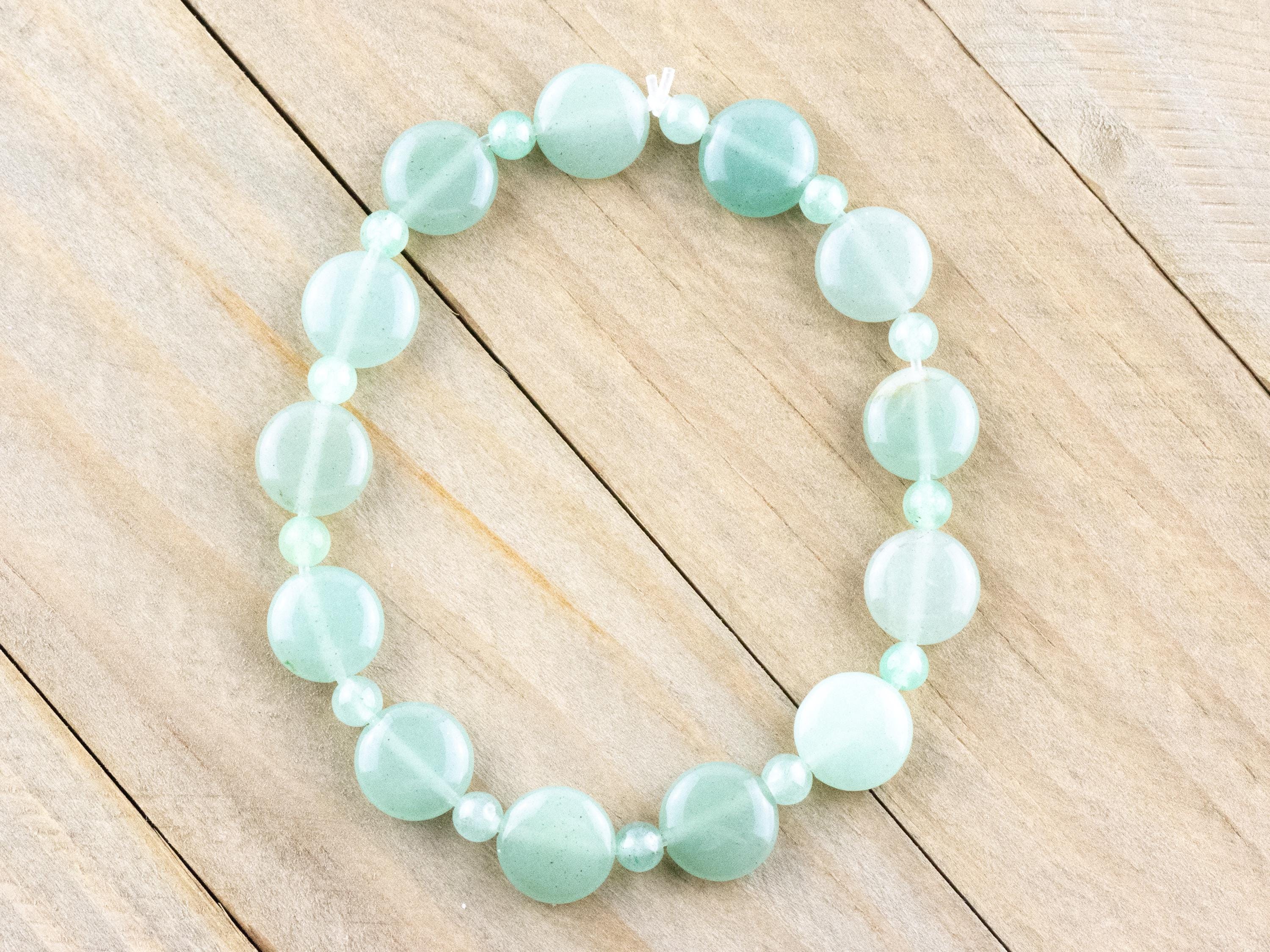 Green Aventurine Beaded Stretch Gemstone Bracelet • Simple Unisex Semi-Precious Stone Jewelry • Handmade Natural Gemstone Bracelet