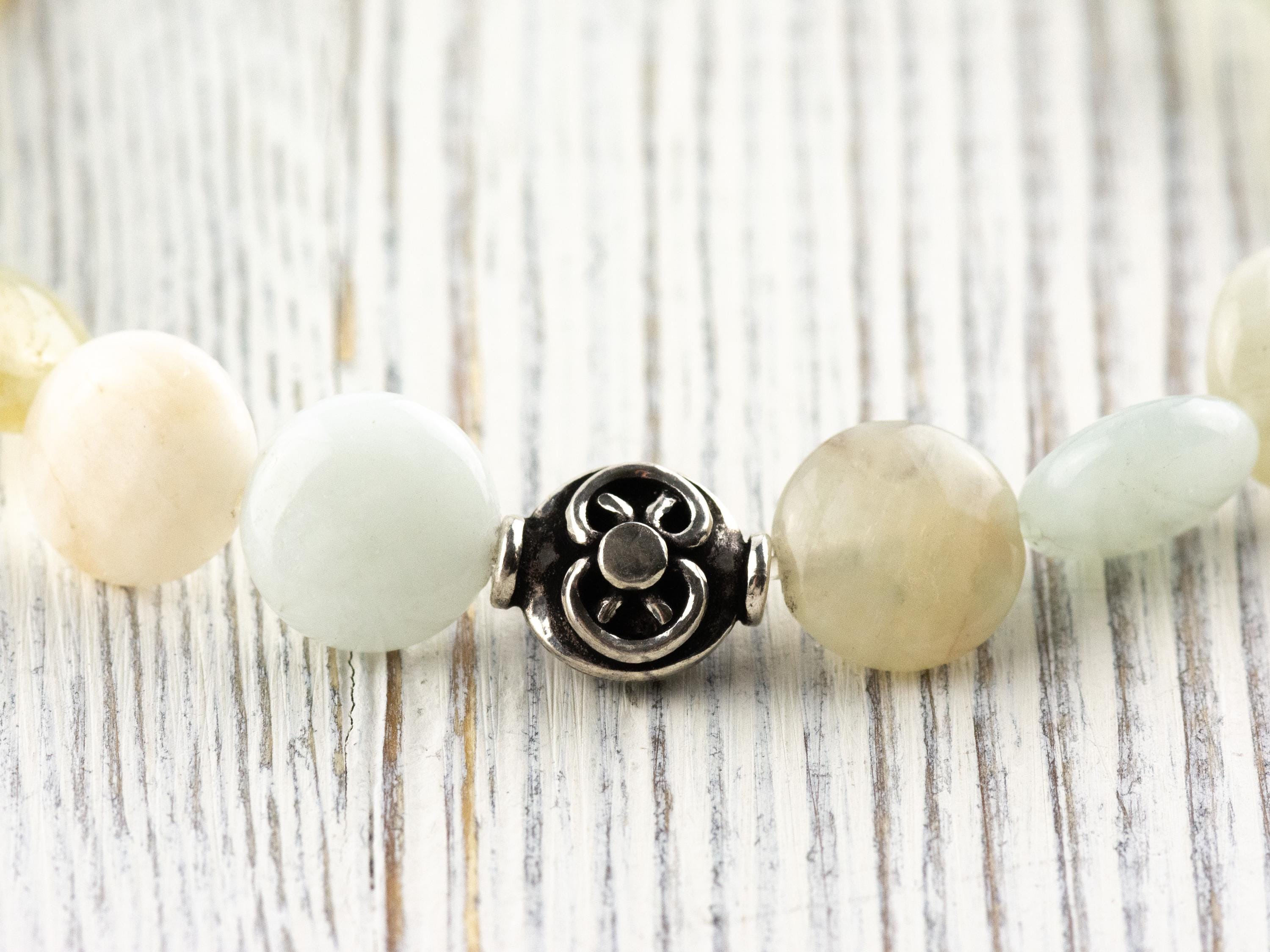 Aquamarine Beaded Gemstone Stretch Bracelet • Simple Unisex Semi-Precious Stone Jewelry • Handmade Natural Gemstone Bracelet