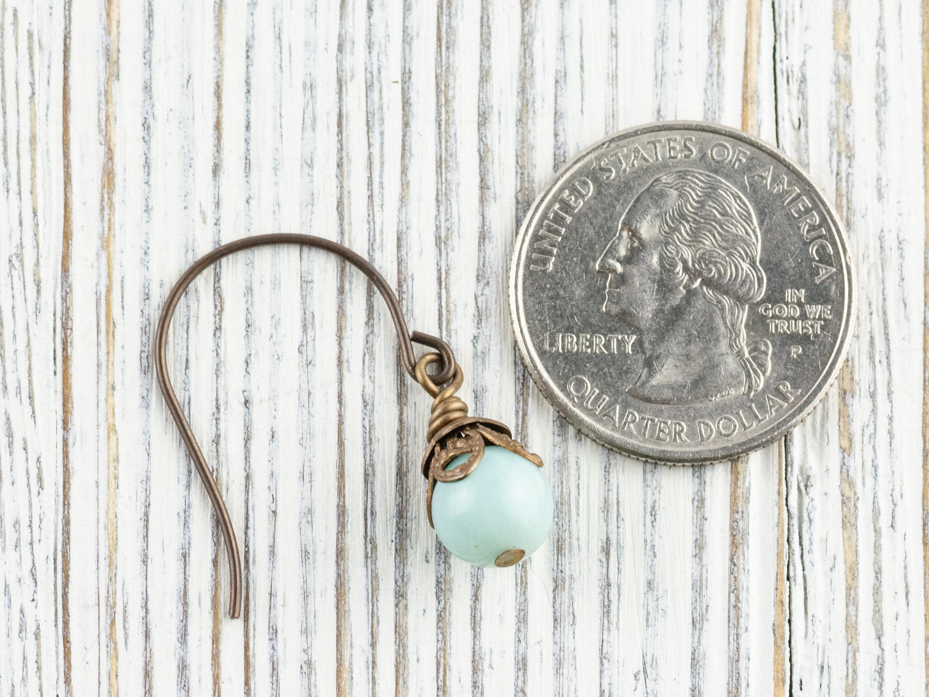 Amazonite Gemstone Brass Petal Earrings • Earthy Blue Boho Jewelry • Handmade Dangly Earrings • Jewelry Gift Idea • Nickel-free • Lead-free