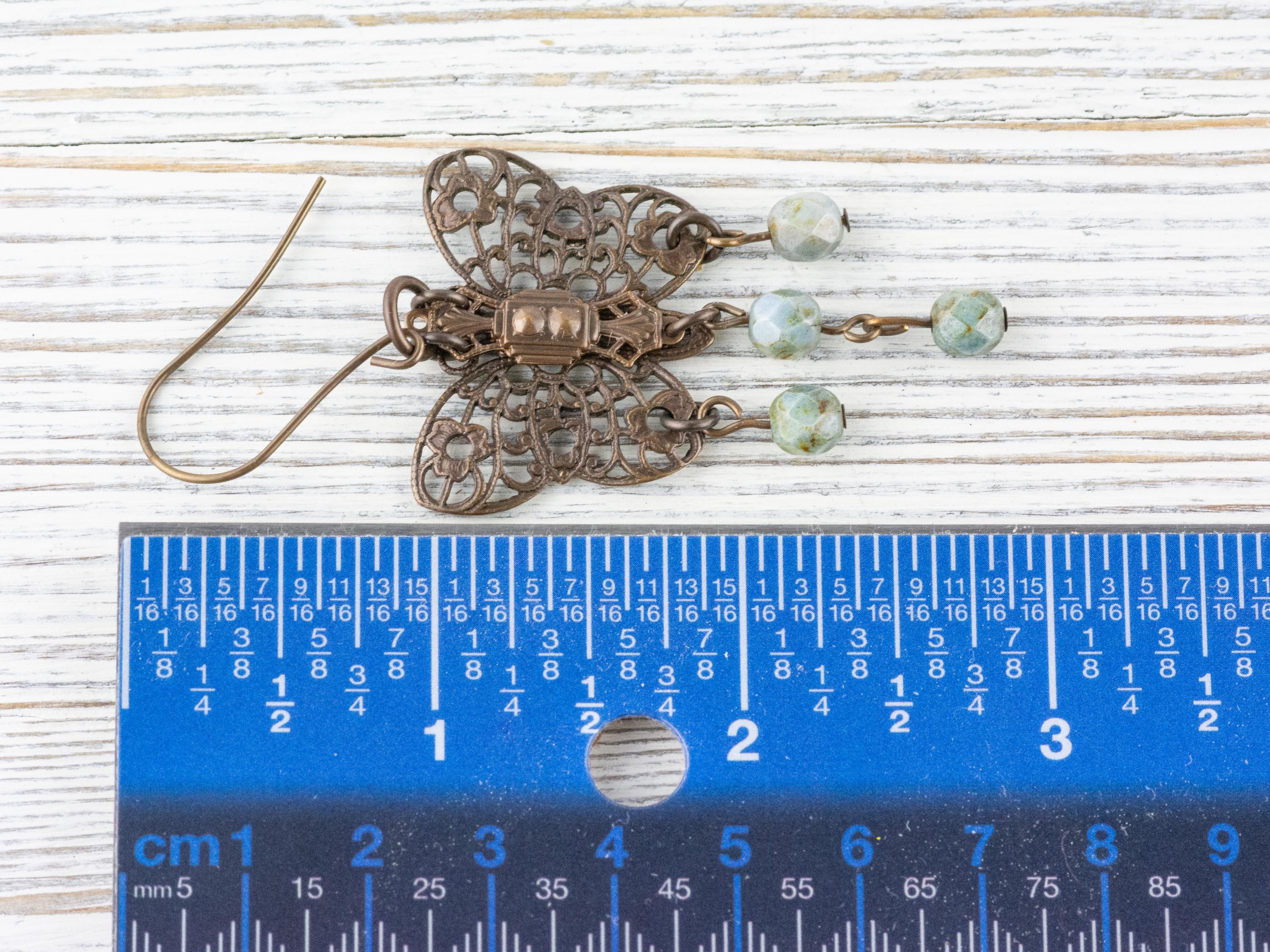Filigree Butterfly Brass Earrings • Earthy Boho Jewelry • Nature-Inspired Handmade Earrings • Jewelry Gift • Nickel-free • Lead-free