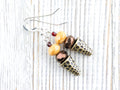 Ice Cream Cone Dangly Earrings • Bronze Summer Jewelry • Handmade Beaded Earrings • .925 Sterling Silver Hypoallergenic Earwires