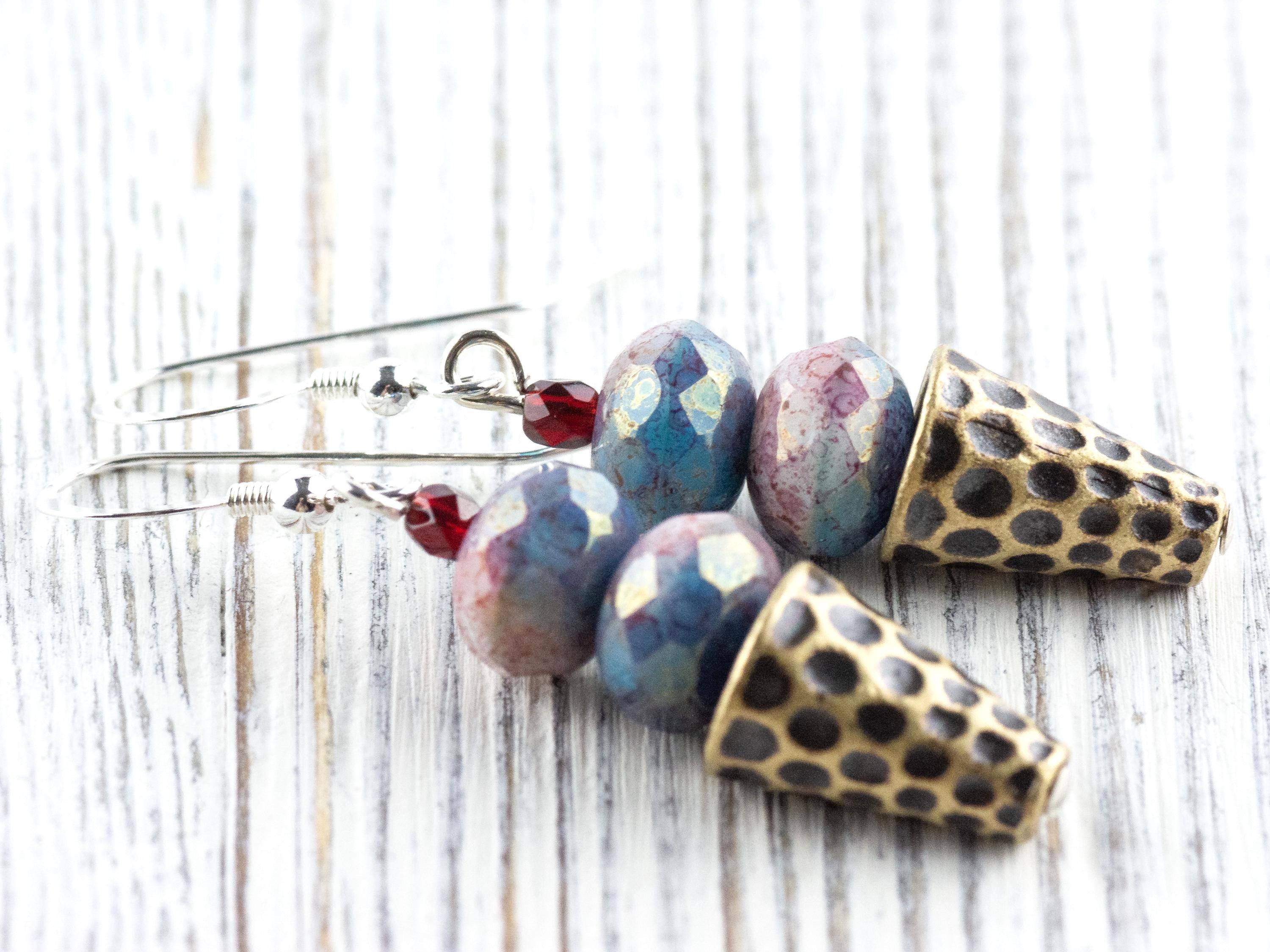 Ice Cream Cone Dangly Earrings • Bronze Summer Jewelry • Handmade Beaded Earrings • .925 Sterling Silver Hypoallergenic Earwires