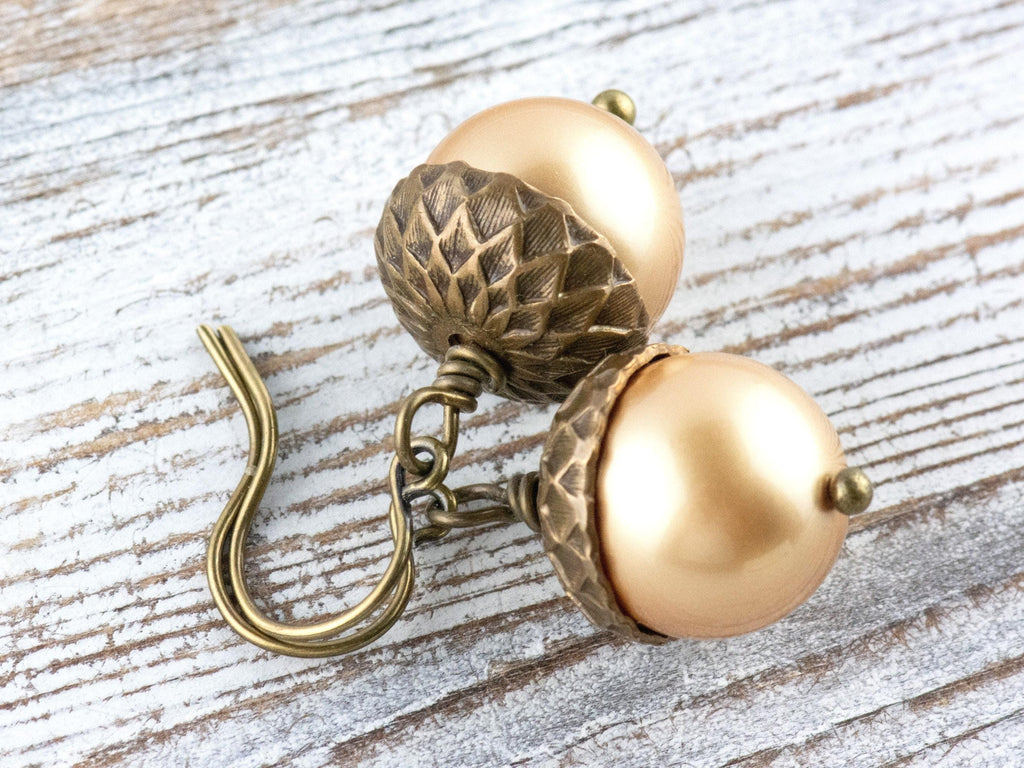 Acorn Fall Brass Earrings • Handmade Earthy Nature Jewelry • Autumn Vibes