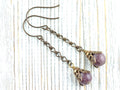 Purple Stone & Brass Earrings • Earthy Boho Jewelry • Nature-Inspired Handmade Earrings • Jewelry Gift • Nickel-free • Lead-free