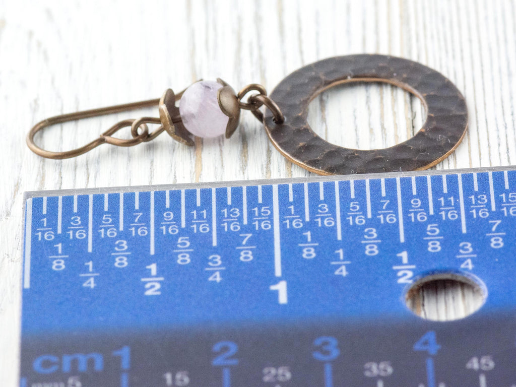 Cape Amethyst Brass Hoop Earrings • Earthy Purple Boho Jewelry • Nature-Inspired Handmade Earrings • Jewelry Gift • Nickel-free • Lead-free