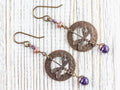 Dragonfly Amethyst Brass Earrings • Earthy Purple Boho Jewelry • Nature-Inspired Handmade Earrings • Jewelry Gift • Nickel-free • Lead-free