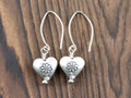 Heart-Shaped Silver Charm Earrings • Boho Minimalist Jewelry • Hypoallergenic Hill Tribe Fine Silver Ear Wires • Cute Earrings