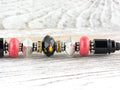 Midnight Rose Beaded Black Stylus Pen • Lampwork Glass Beads • Metal Ballpoint