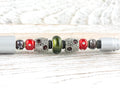 Vintage Christmas Beaded Silver Stylus Pen • Lampwork Glass Beads • Metal Ballpoint