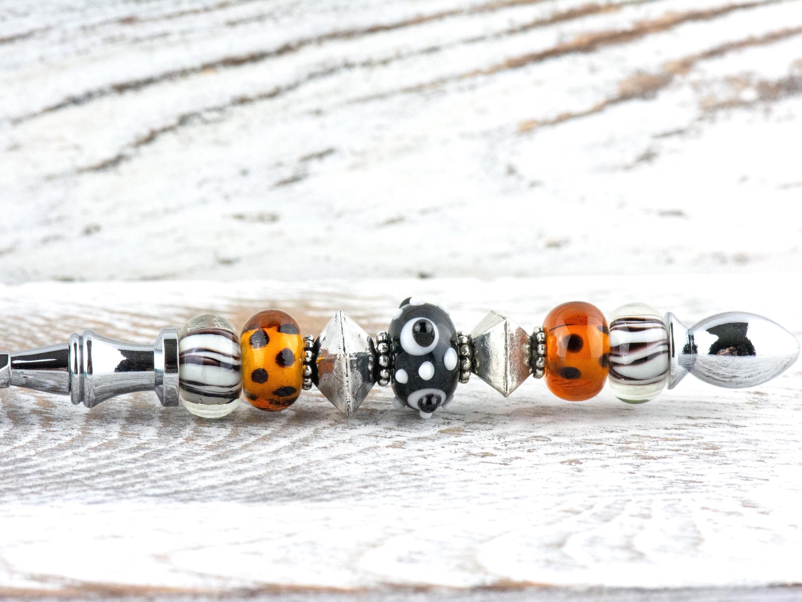 Animal Print Glass Beaded Silver Letter Opener • Paper Knife • Desk Accessory