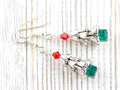 Christmas Tree Earrings, Handmade Earrings, Swarovski Crystal, Holiday Jewelry
