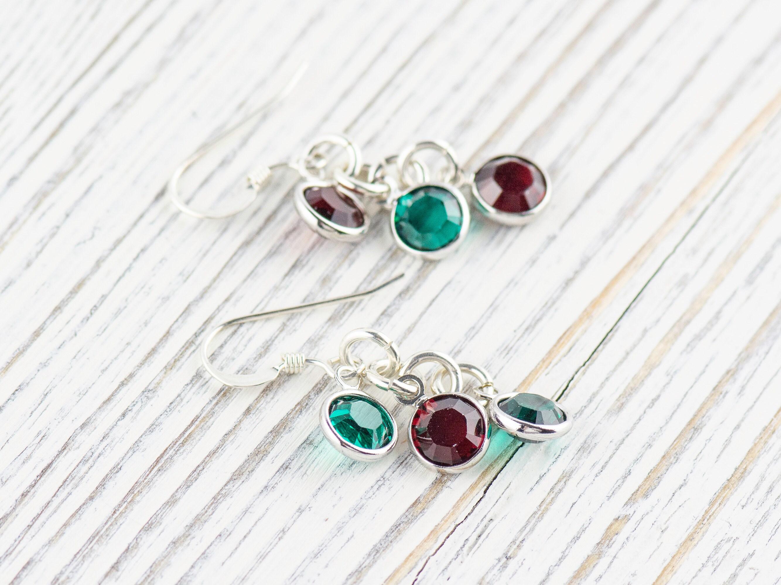 Mistletoe Christmas Earrings, Handmade Sterling Silver Earrings, Swarovski Crystal