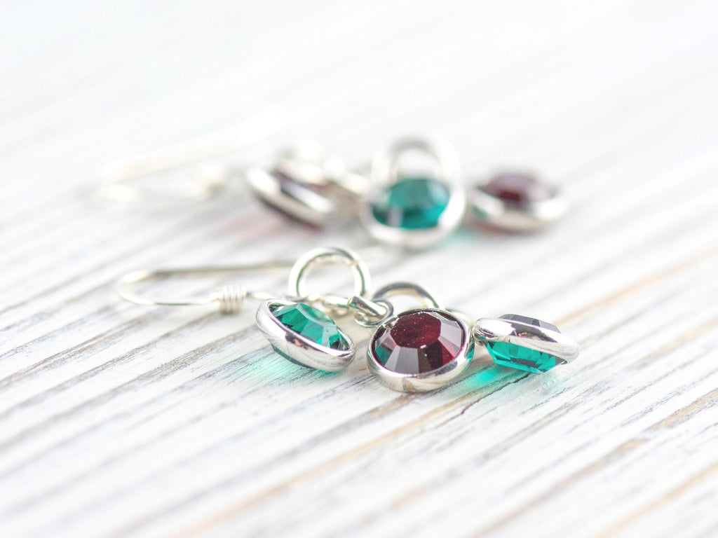 Mistletoe Christmas Earrings, Handmade Sterling Silver Earrings, Swarovski Crystal