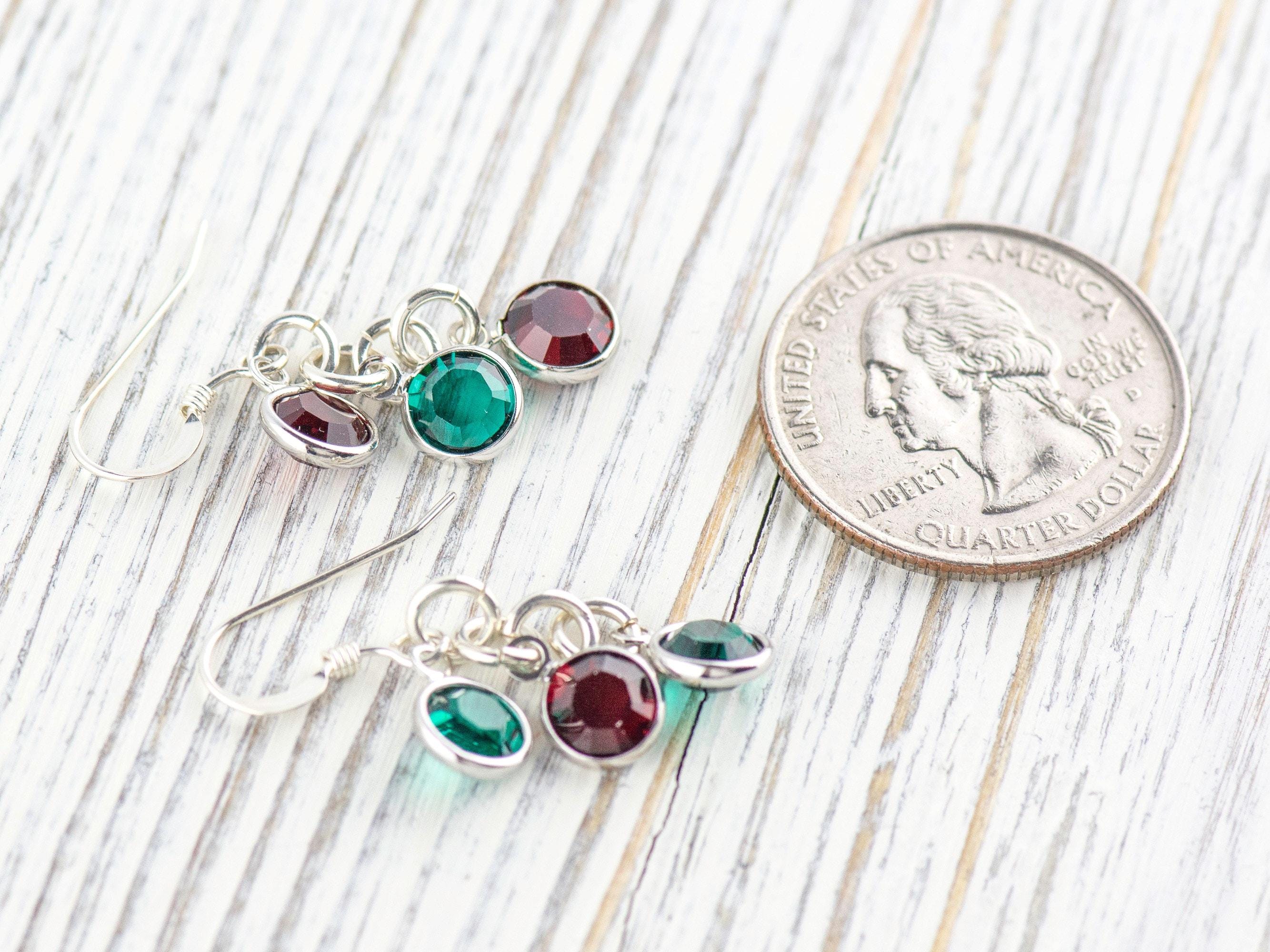 Mistletoe Christmas Earrings, Handmade Sterling Silver Earrings, Swarovski Crystal