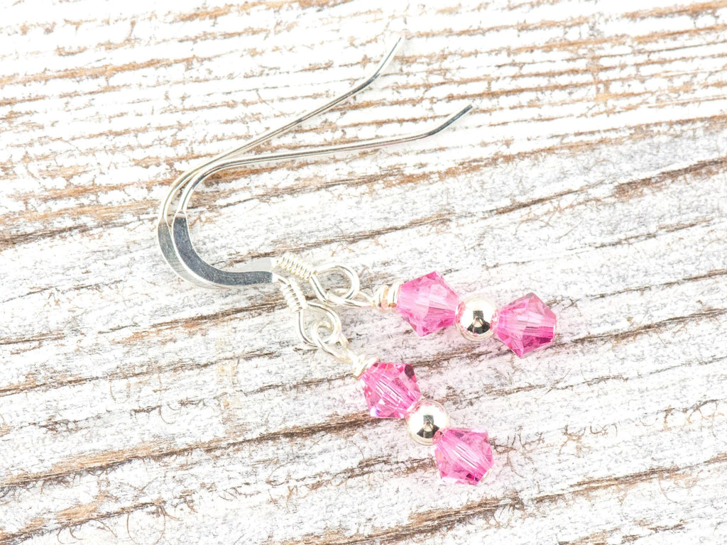 October Birthstone Earrings, October Earrings Gift, Minimalist Swarovski Earrings, Swarovski Pink Earrings, Birthday Earrings