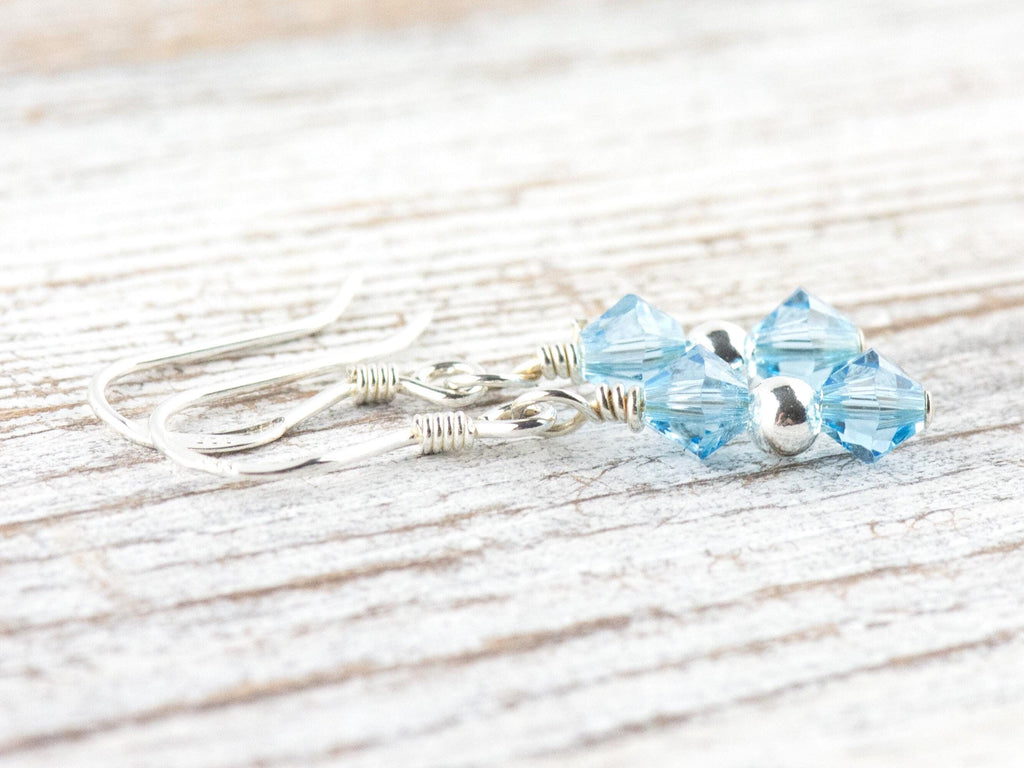 March Birthstone Earrings, March Earrings Gift, Minimalist Swarovski Earrings, Birthday Color Earrings, Birth Stone Earrings