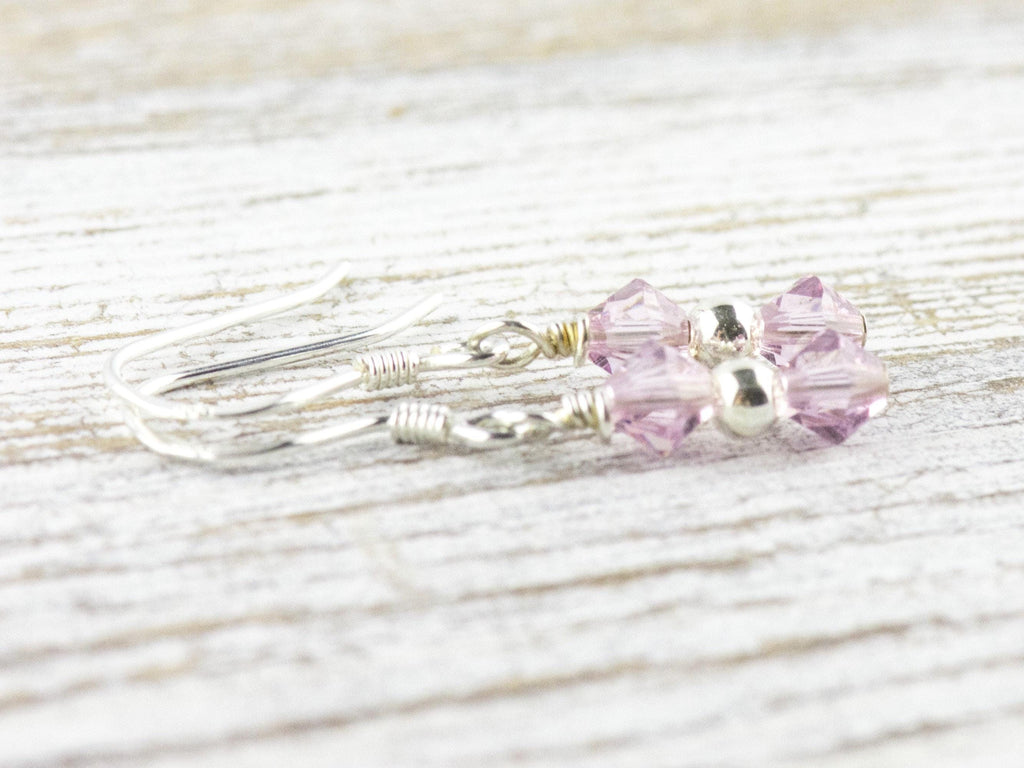 June Birthstone Earrings, Alexandrite Birthstone Earrings, Swarovski Pink Earrings, Minimalist Birthstone Earrings