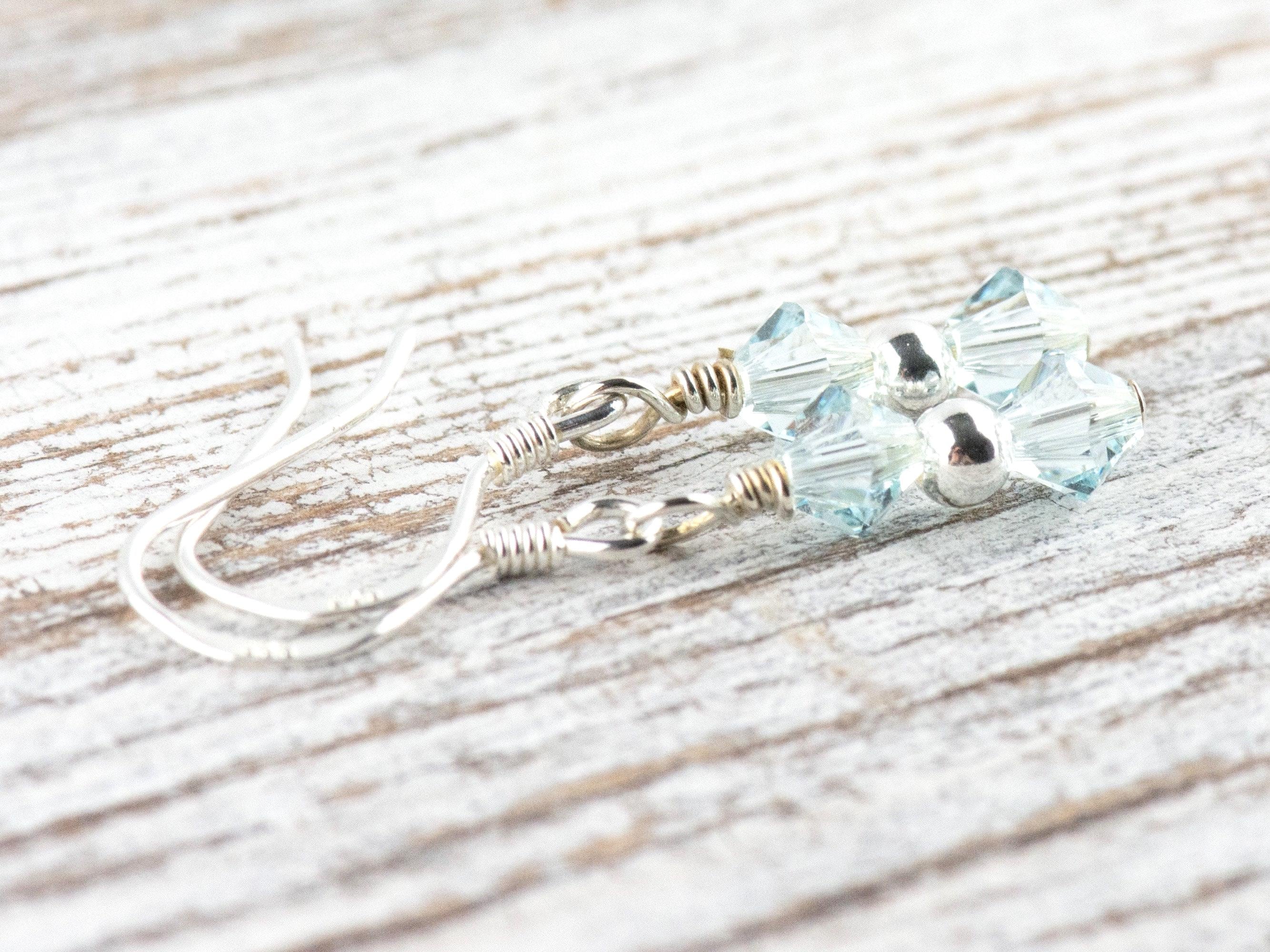 December Birthstone Earrings, Minimalist Swarovski Earrings, December Earrings Gift, Swarovski Blue Earrings