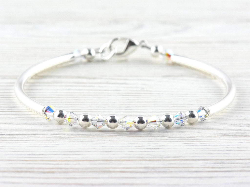 April Birthstone, Diamond Birthstone Bracelet, Birth Month Bracelet, Birth Stone Bracelet, April Bracelet Gift