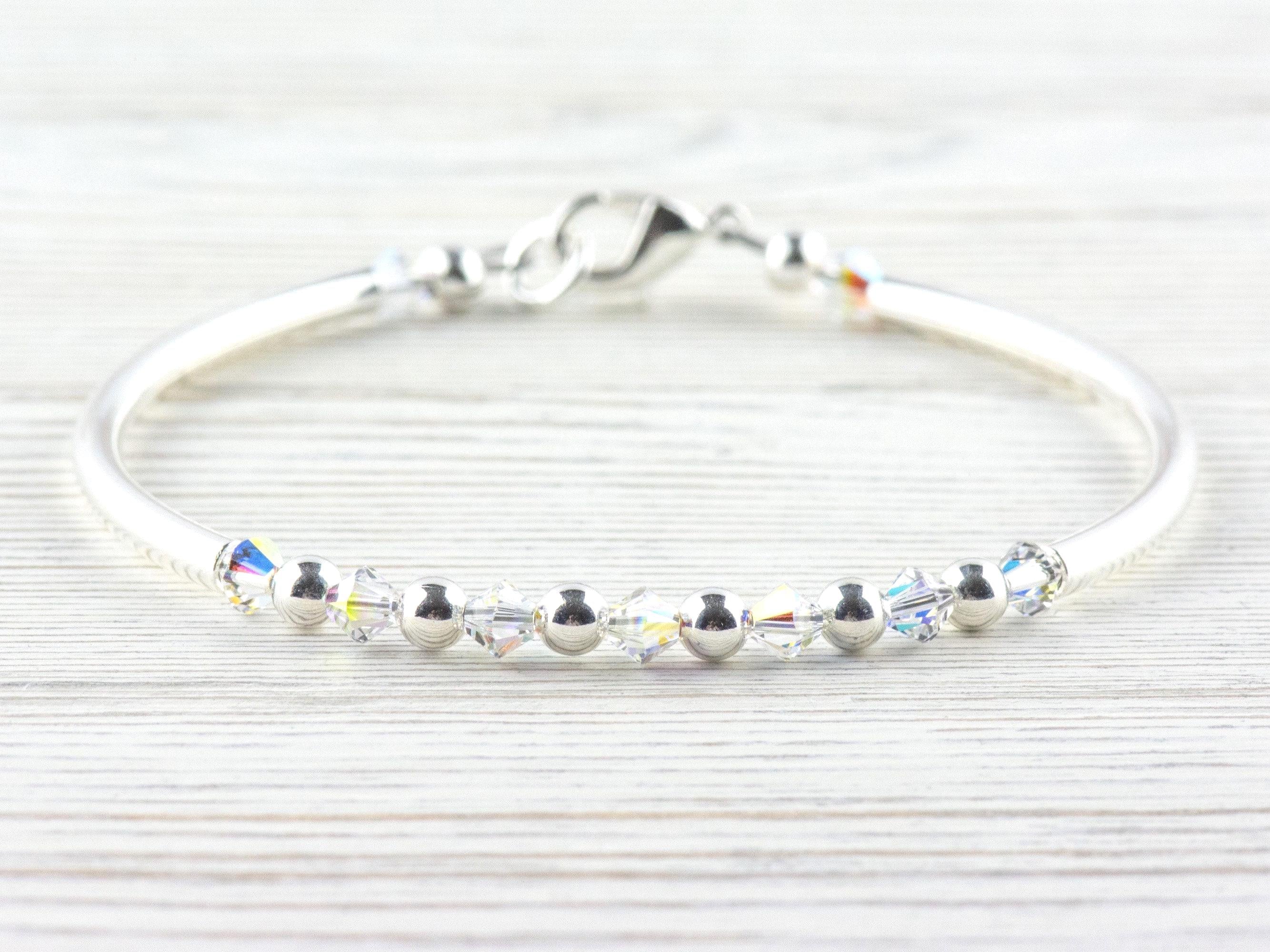April Birthstone, Diamond Birthstone Bracelet, Birth Month Bracelet, Birth Stone Bracelet, April Bracelet Gift