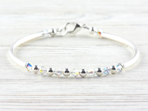 April Birthstone, Diamond Birthstone Bracelet, Birth Month Bracelet, Birth Stone Bracelet, April Bracelet Gift