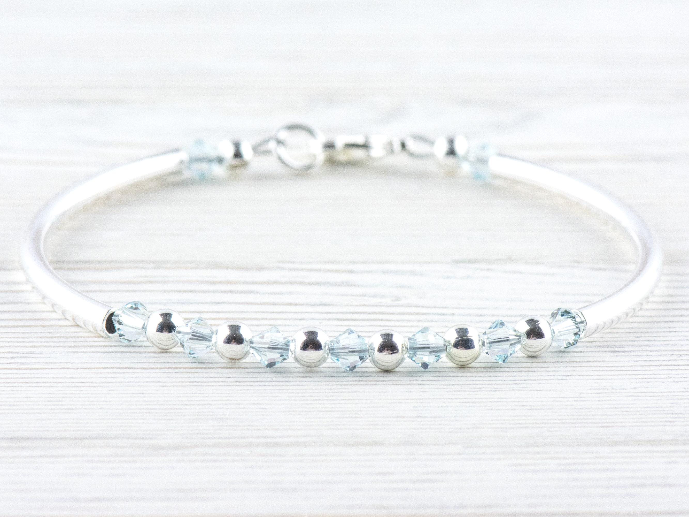 December Birthstone, Light Azore Birthstone Bracelet, Minimalist Crystal Bracelet, Birth Stone Bracelet, Birth Month Bracelet