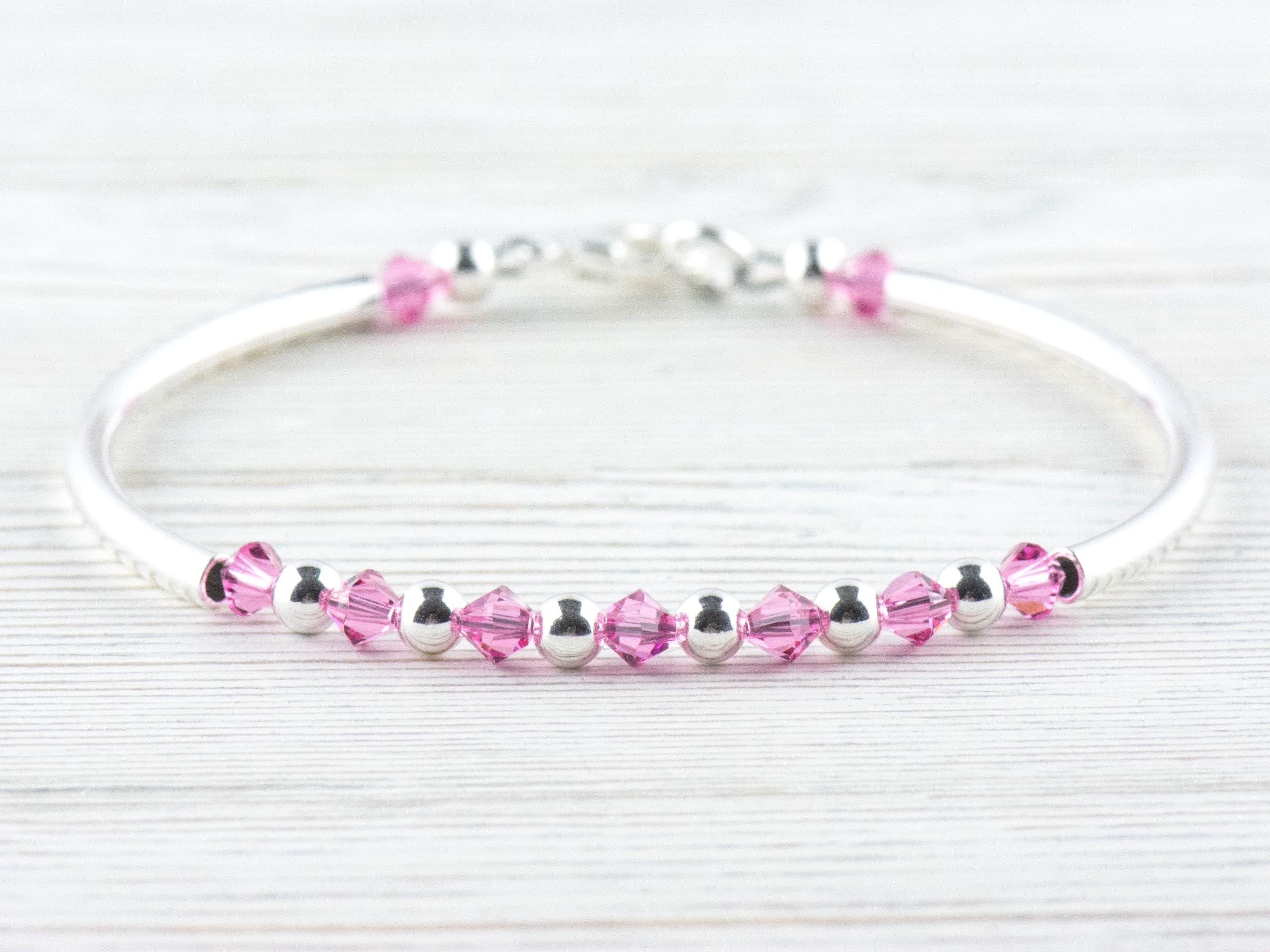 October Birthstone, Rose Birthstone Bracelet, Birth Month Bracelet, Birth Stone Bracelet, October Bracelet Gift