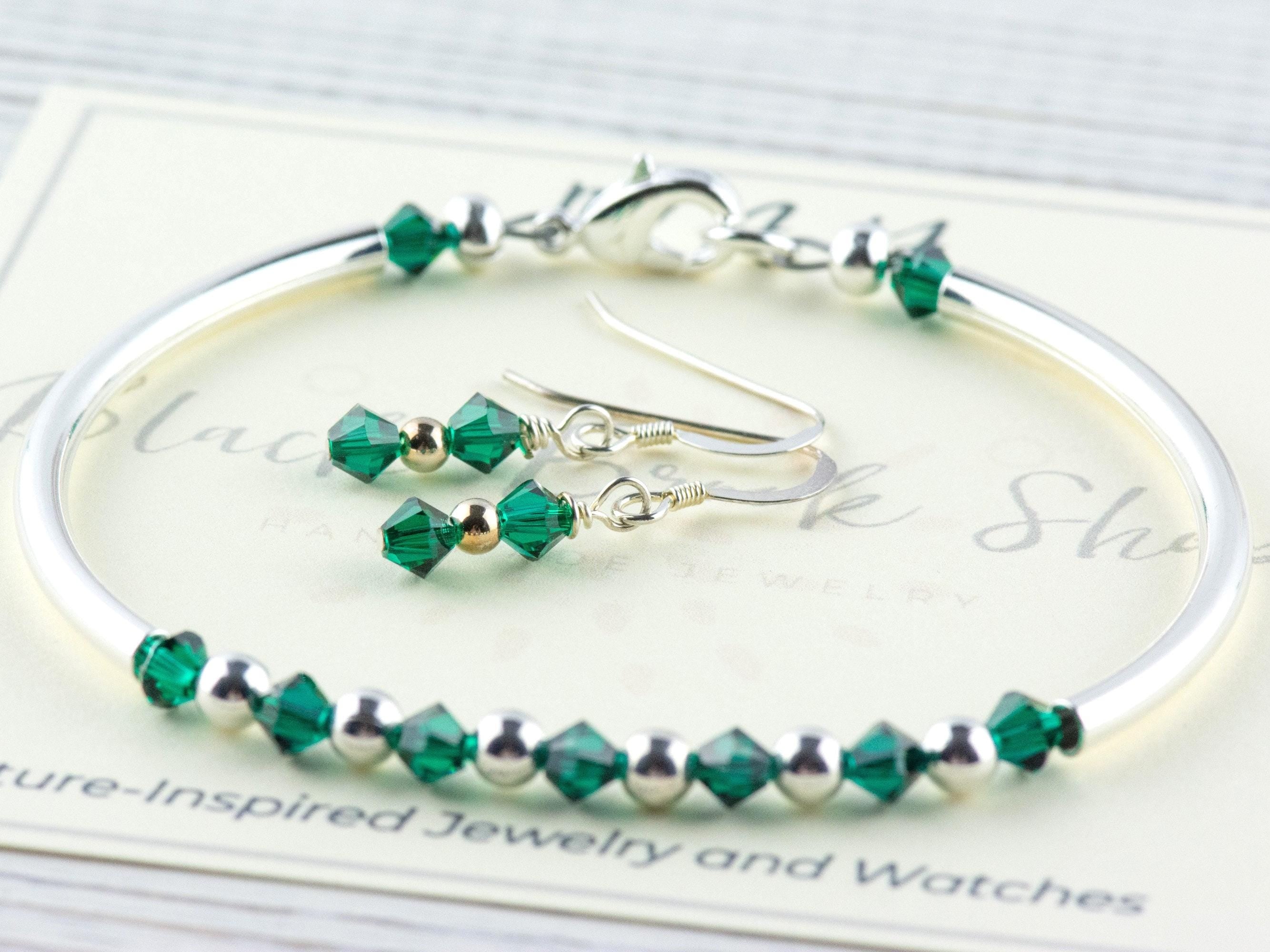 May Birthstone, Emerald Birthstone Bracelet, Birth Month Bracelet, Birth Stone Bracelet, May Bracelet Gift