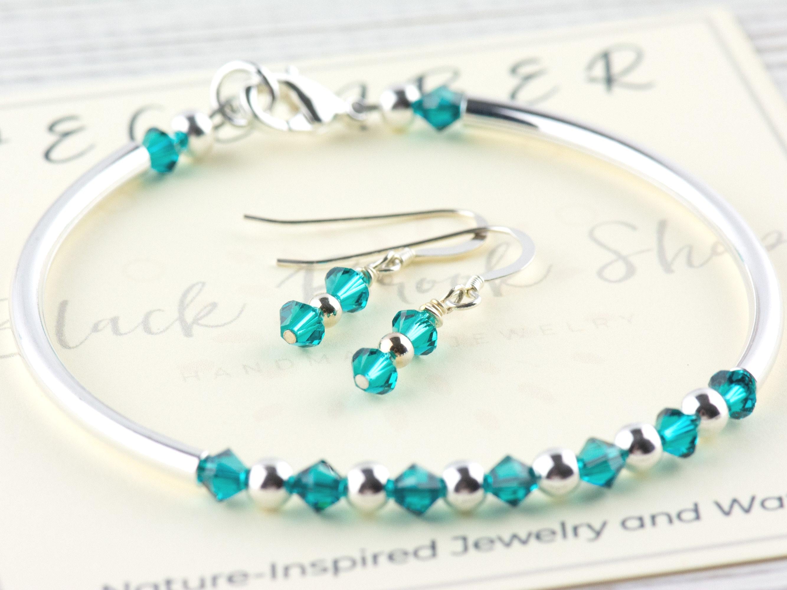 December Birthstone, Blue Zircon Birthstone Bracelet, Birth Month Bracelet, Swarovski Blue Bracelet, December Bracelet Gift