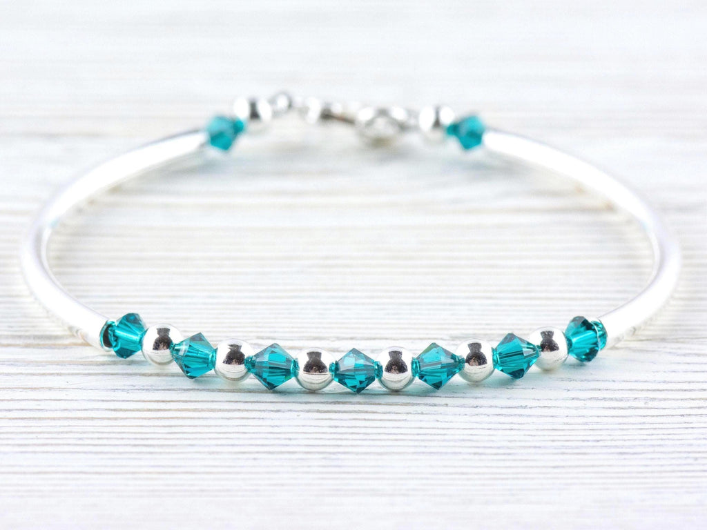 December Birthstone, Blue Zircon Birthstone Bracelet, Birth Month Bracelet, Swarovski Blue Bracelet, December Bracelet Gift