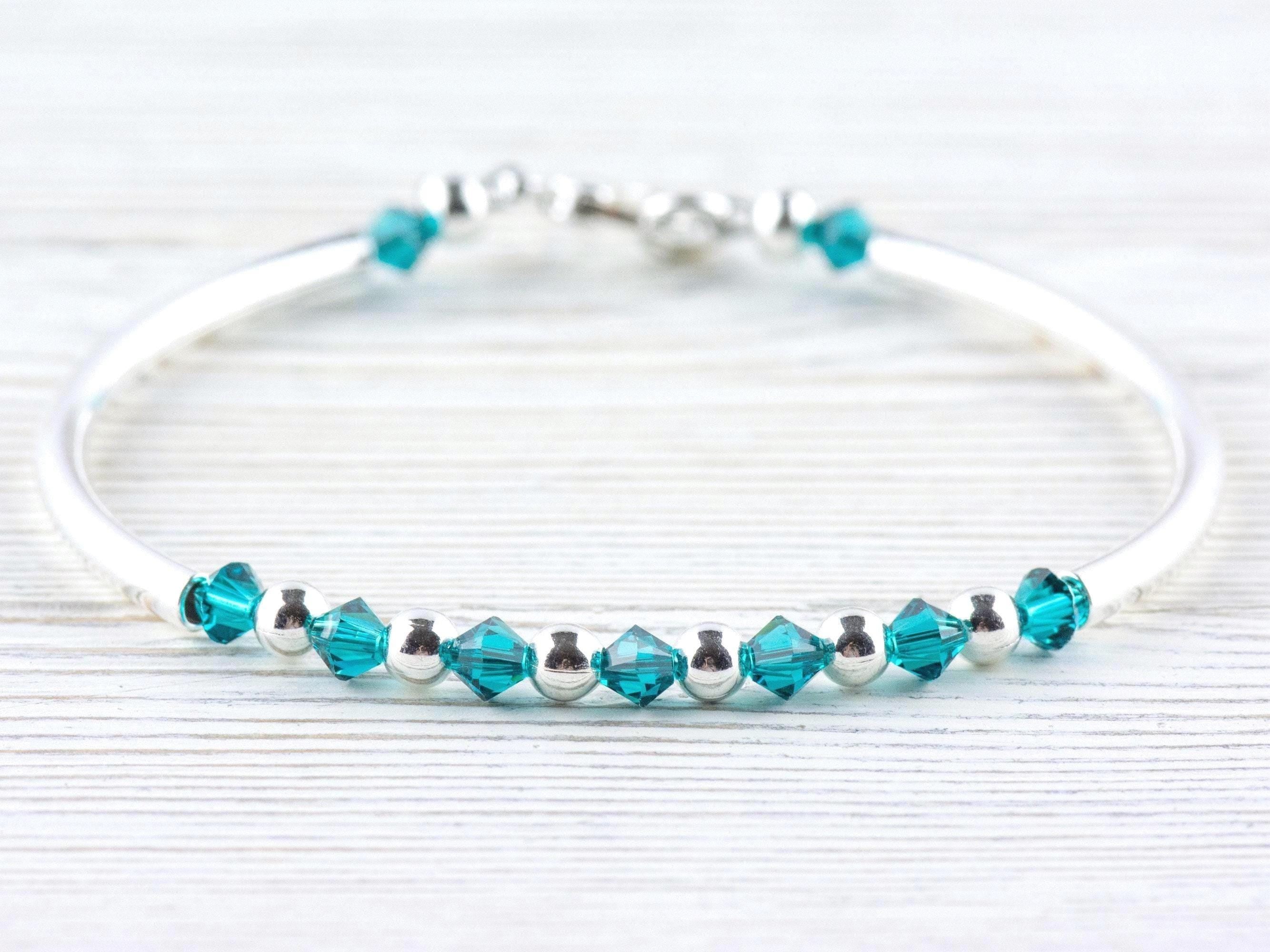 December Birthstone, Blue Zircon Birthstone Bracelet, Birth Month Bracelet, Swarovski Blue Bracelet, December Bracelet Gift