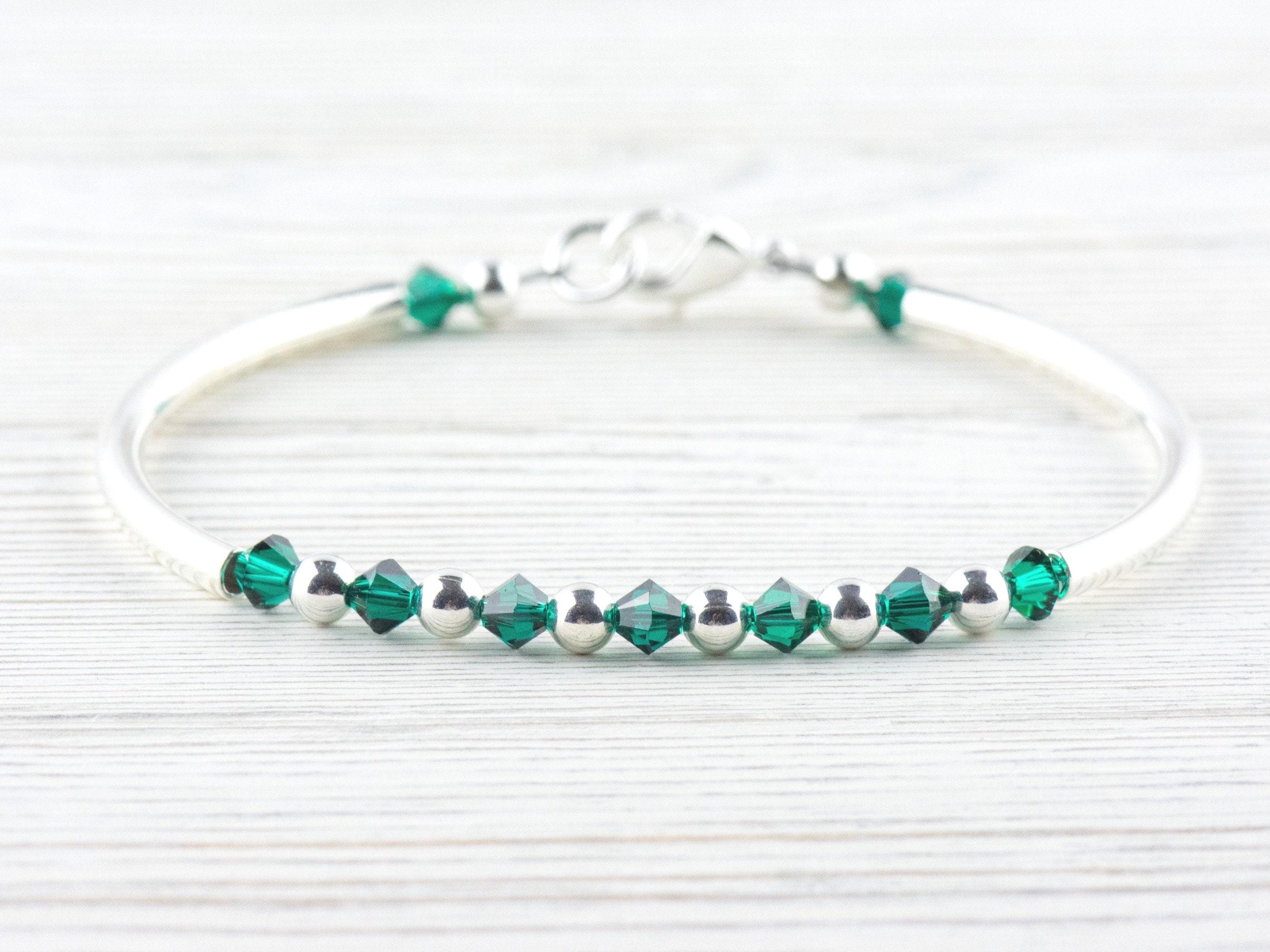 May Birthstone, Emerald Birthstone Bracelet, Birth Month Bracelet, Birth Stone Bracelet, May Bracelet Gift