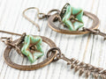 Floral Hoop Fern Drop Brass Earrings • Earthy Boho Jewelry • Nature-Inspired Handmade Earrings • Jewelry Gift • Nickel-free • Lead-free