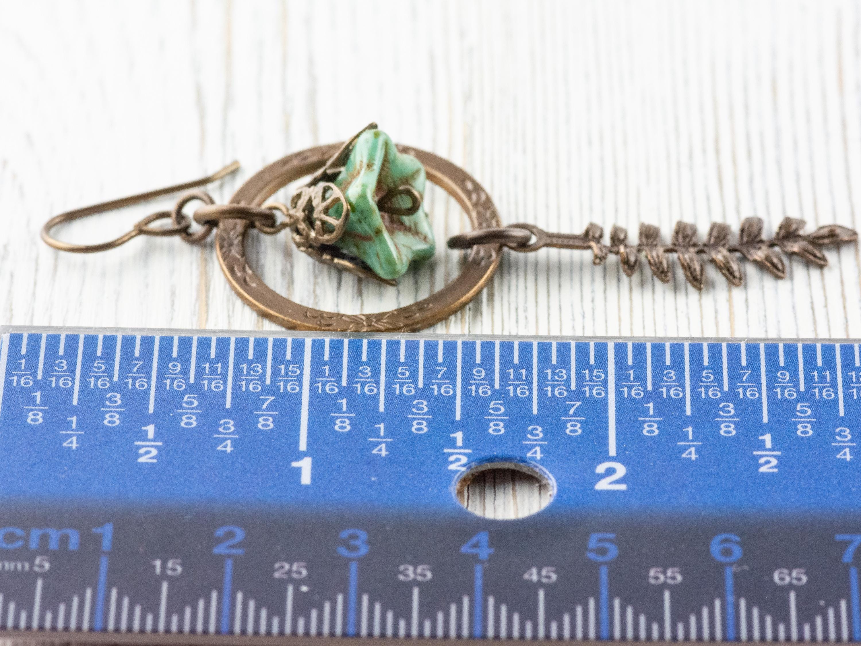 Floral Hoop Fern Drop Brass Earrings • Earthy Boho Jewelry • Nature-Inspired Handmade Earrings • Jewelry Gift • Nickel-free • Lead-free