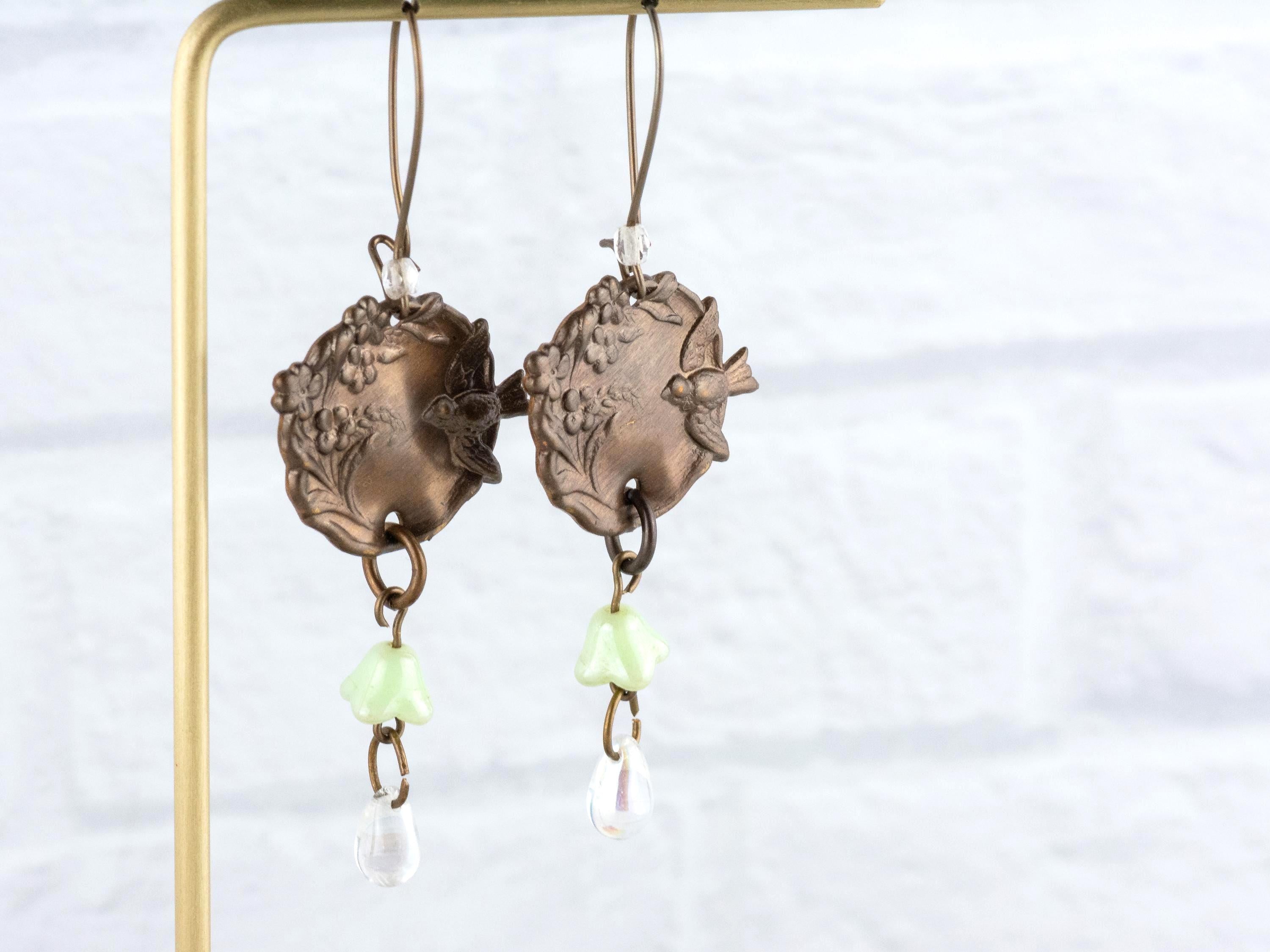 Morning Sparrow Brass Earrings • Earthy Boho Jewelry • Nature-Inspired Handmade Earrings • Jewelry Gift • Nickel-free • Lead-free