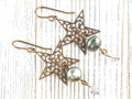 Wish Upon a Star Pearl & Brass Earrings • Earthy Boho Jewelry • Nature-Inspired Handmade Earrings • Jewelry Gift • Nickel-free • Lead-free