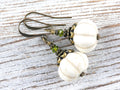 White Pumpkin Brass Earrings • Handmade Rustic Nature Jewelry • Autumn Vibes