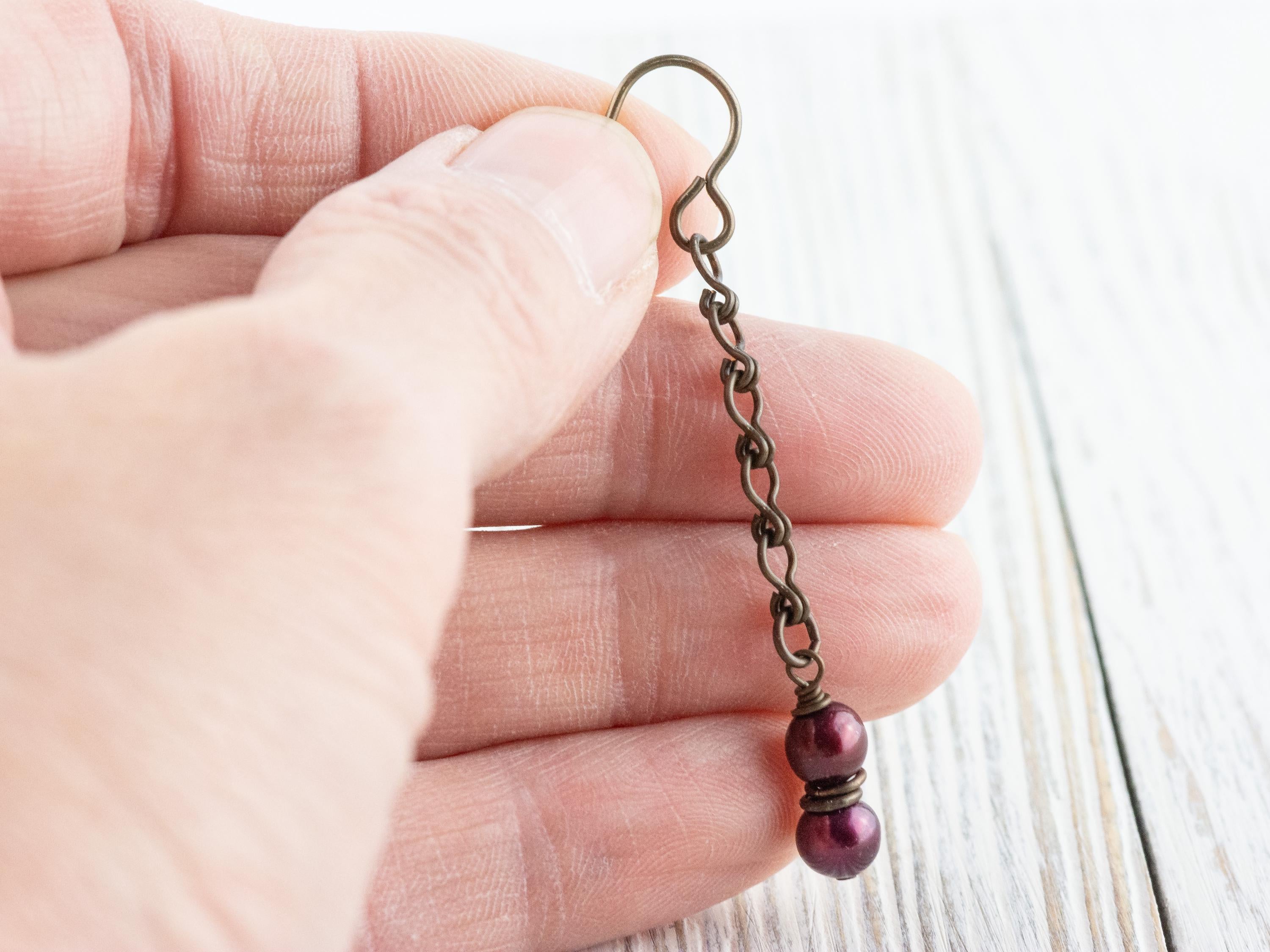 Cranberry Pearl & Brass Earrings • Earthy Boho Jewelry • Nature-Inspired Handmade Earrings • Jewelry Gift • Nickel-free • Lead-free