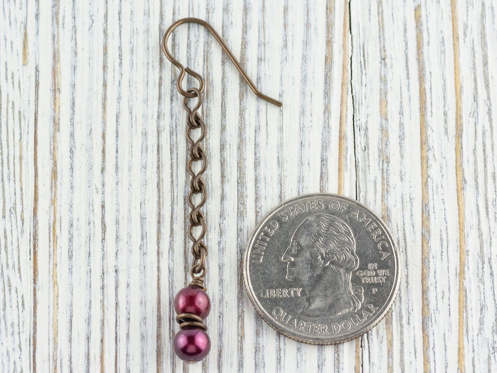 Cranberry Pearl & Brass Earrings • Earthy Boho Jewelry • Nature-Inspired Handmade Earrings • Jewelry Gift • Nickel-free • Lead-free