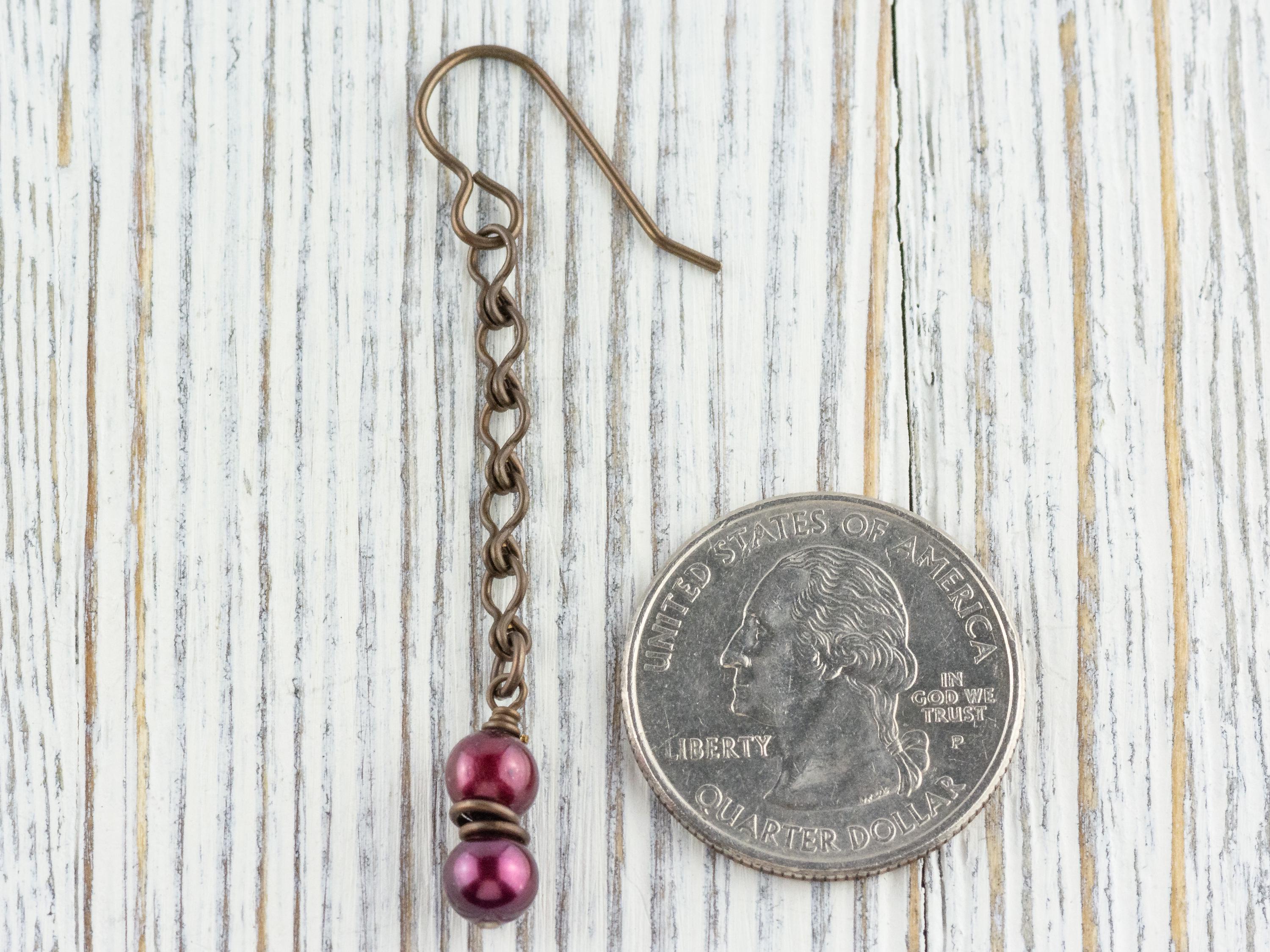 Cranberry Pearl & Brass Earrings • Earthy Boho Jewelry • Nature-Inspired Handmade Earrings • Jewelry Gift • Nickel-free • Lead-free