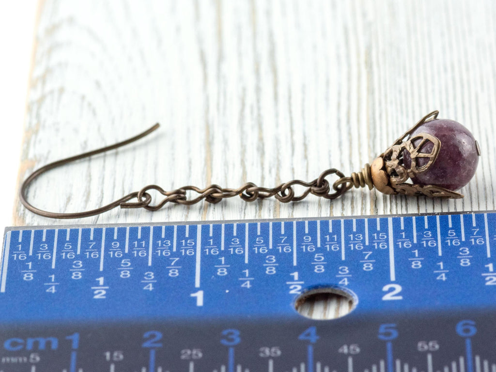 Purple Stone & Brass Earrings • Earthy Boho Jewelry • Nature-Inspired Handmade Earrings • Jewelry Gift • Nickel-free • Lead-free