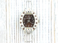 Brown Dial Rhinestone-Studded Silvertone Square Watch Face • DIY Beading Watch • Jewelry Making • Analog • Loops and Battery Included